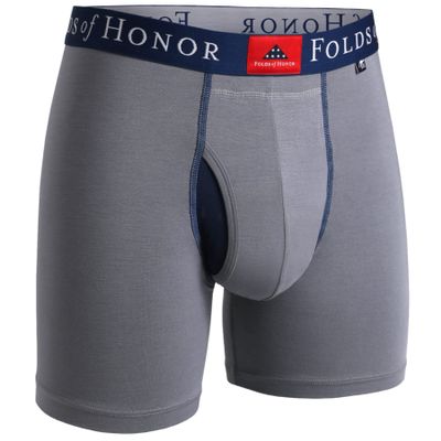 2UNDR Folds of Honor Swing Shift 6" Boxer Brief (FOH Grey, Small)