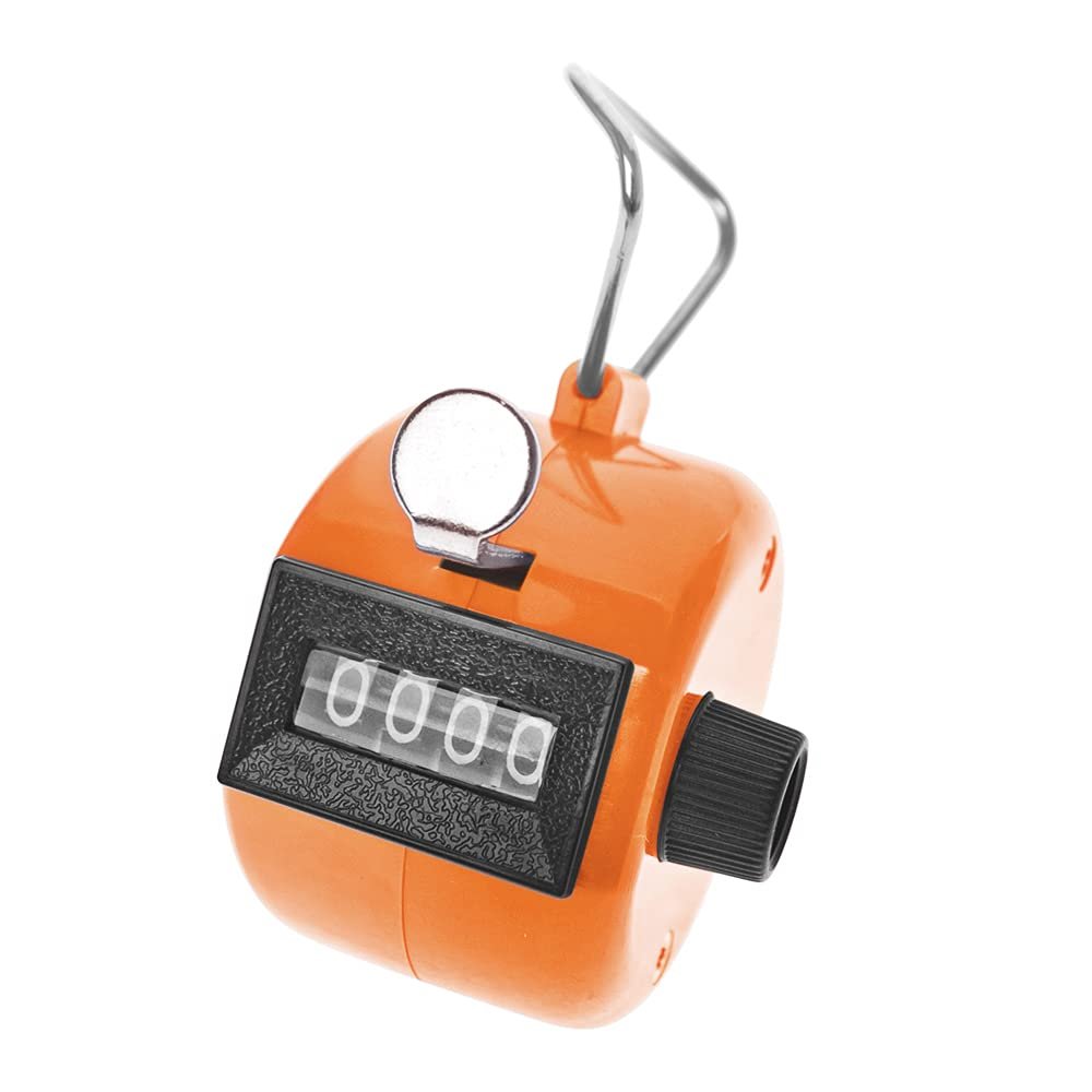TopTie Hand Tally Counter, 4-Digit Mechanical Golf Clicker Counter Handheld, Palm Number Counter - Orange