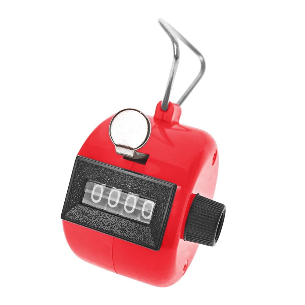 TopTie Hand Tally Counter, 4-Digit Mechanical Golf Clicker Counter Handheld, Palm Number Counter - Red