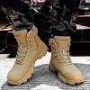 hongrenamz Mens Walking Boots Water Resistant High Top Hiking Trekking Lace Up Trail Shoes Outdoor Sport Sand-EU46/US12 view 2