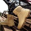 hongrenamz Mens Walking Boots Water Resistant High Top Hiking Trekking Lace Up Trail Shoes Outdoor Sport Sand-EU46/US12 view 3