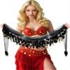 Belly Dance Hip Scarf with Coins Belly Dance Belt Sequin Fringe Skirt Belly Dancer Costumes for Women (Black) view 2