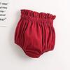 Baby Girls Boy Cotton Shorts Newborn Solid Floral Ruffle Shorts Bloomers Skirt Basic Elastic Waistband Loose Bottoms (12-24 Months,Ruffle-Red,12 Months,24 Months) view 3