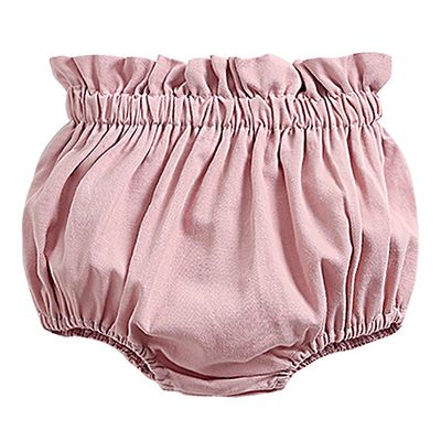 Baby Girls Boy Cotton Shorts Newborn Solid Floral Ruffle Shorts Bloomers Skirt Basic Elastic Waistband Loose Bottoms (2-3 Years,Ruffle-Pink,2 Years,3 Years)