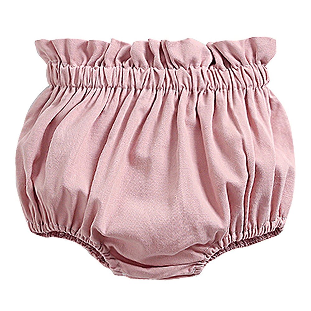 Baby Girls Boy Cotton Shorts Newborn Solid Floral Ruffle Shorts Bloomers Skirt Basic Elastic Waistband Loose Bottoms (2-3 Years,Ruffle-Pink,2 Years,3 Years)