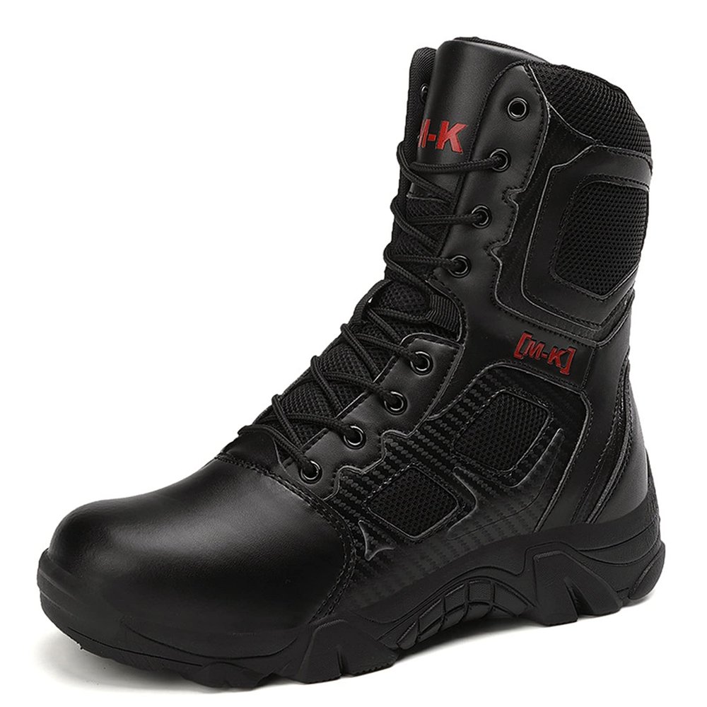 hongrenamz Men's Hiking Boots Lightweight High Rise Outdoor Trekking Walking Lace Up Ankle Boots Camping Shoes Black-EU46/US12