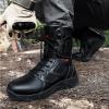 hongrenamz Men's Hiking Boots Lightweight High Rise Outdoor Trekking Walking Lace Up Ankle Boots Camping Shoes Black-EU46/US12 view 3
