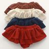 Baby Girls Boy Cotton Shorts Newborn Solid Floral Ruffle Shorts Bloomers Skirt Basic Elastic Waistband Loose Bottoms (6-12 Months,Skirt-Purple,6 Months,12 Months) view 4
