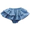 Baby Girls Boy Cotton Shorts Newborn Solid Floral Ruffle Shorts Bloomers Skirt Basic Elastic Waistband Loose Bottoms (12-24 Months,Skirt-Blue,12 Months,24 Months) view 1