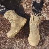 hongrenamz Men's Hiking Boots Waterproof High Top Outdoor Walking Lace Up Anti-Slip Breathable Ankle Boots Casual Camping Trekking Shoes Sand-EU44/US10 view 4