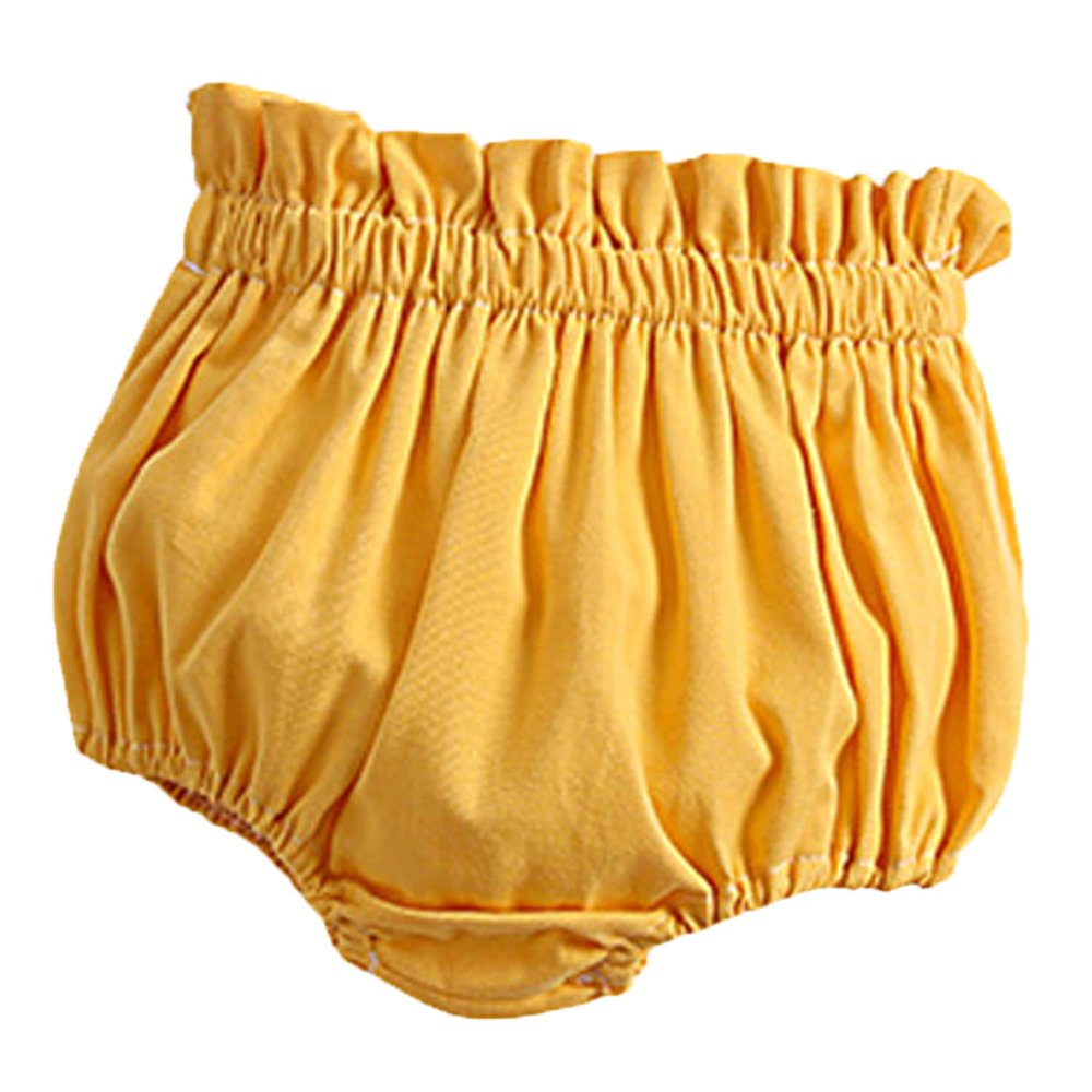 Baby Girls Boy Cotton Shorts Newborn Solid Floral Ruffle Shorts Bloomers Skirt Basic Elastic Waistband Loose Bottoms (3-4 Years,Ruffle-Yellow,3 Years,4 Years)