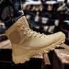 hongrenamz Mens Walking Boots Water Resistant High Top Hiking Trekking Lace Up Trail Shoes Outdoor Sport Sand-EU42/US8.5 view 4