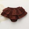 Baby Girls Boy Cotton Shorts Newborn Solid Floral Ruffle Shorts Bloomers Skirt Basic Elastic Waistband Loose Bottoms (12-24 Months,Skirt-Coffee,12 Months,24 Months) view 4