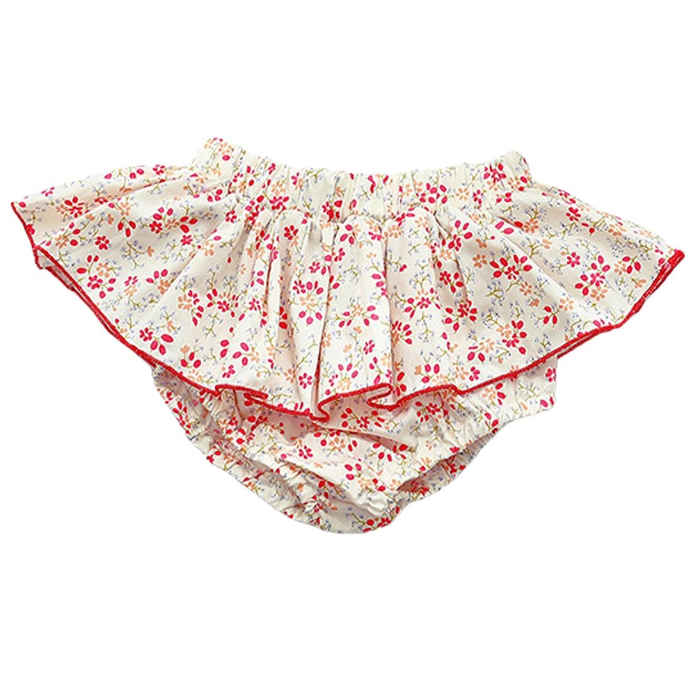 Baby Girls Boy Cotton Shorts Newborn Solid Floral Ruffle Shorts Bloomers Skirt Basic Elastic Waistband Loose Bottoms (6-12 Months,Pink Floral,6 Months,12 Months)