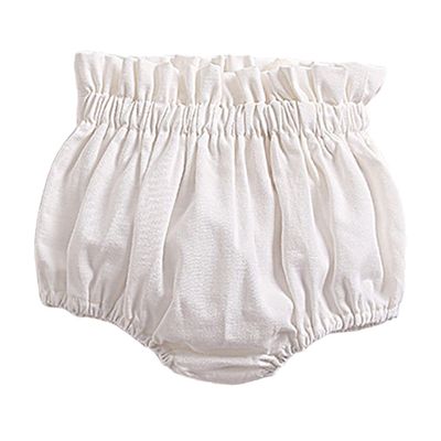 Baby Girls Boy Cotton Shorts Newborn Solid Floral Ruffle Shorts Bloomers Skirt Basic Elastic Waistband Loose Bottoms (3-4 Years,Ruffle-White,3 Years,4 Years)