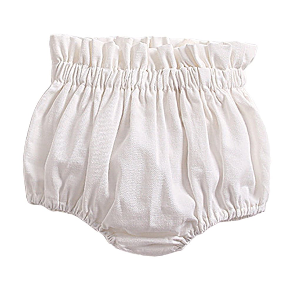 Baby Girls Boy Cotton Shorts Newborn Solid Floral Ruffle Shorts Bloomers Skirt Basic Elastic Waistband Loose Bottoms (3-4 Years,Ruffle-White,3 Years,4 Years)