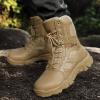 hongrenamz Men's Hiking Boots Lightweight High Rise Outdoor Trekking Walking Lace Up Ankle Boots Camping Shoes Sand-EU46/US12 view 2