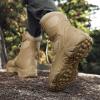 hongrenamz Men's Hiking Boots Lightweight High Rise Outdoor Trekking Walking Lace Up Ankle Boots Camping Shoes Sand-EU46/US12 view 4