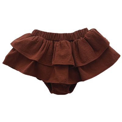 Baby Girls Boy Cotton Shorts Newborn Solid Floral Ruffle Shorts Bloomers Skirt Basic Elastic Waistband Loose Bottoms (3-4 Years,Skirt-Coffee,3 Years,4 Years)
