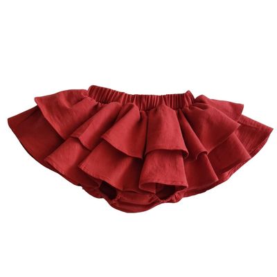 Baby Girls Boy Cotton Shorts Newborn Solid Floral Ruffle Shorts Bloomers Skirt Basic Elastic Waistband Loose Bottoms (3-4 Years,Skirt-Red,3 Years,4 Years)