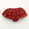 Baby Girls Boy Cotton Shorts Newborn Solid Floral Ruffle Shorts Bloomers Skirt Basic Elastic Waistband Loose Bottoms (3-4 Years,Skirt-Red,3 Years,4 Years) view 2