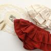 Baby Girls Boy Cotton Shorts Newborn Solid Floral Ruffle Shorts Bloomers Skirt Basic Elastic Waistband Loose Bottoms (6-12 Months,Skirt-Red,6 Months,12 Months) view 3