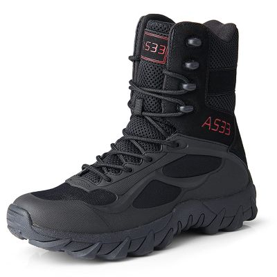 hongrenamz Men's Hiking Boots Waterproof High Top Outdoor Walking Lace Up Anti-Slip Breathable Ankle Boots Casual Camping Trekking Shoes Black-EU46/US12