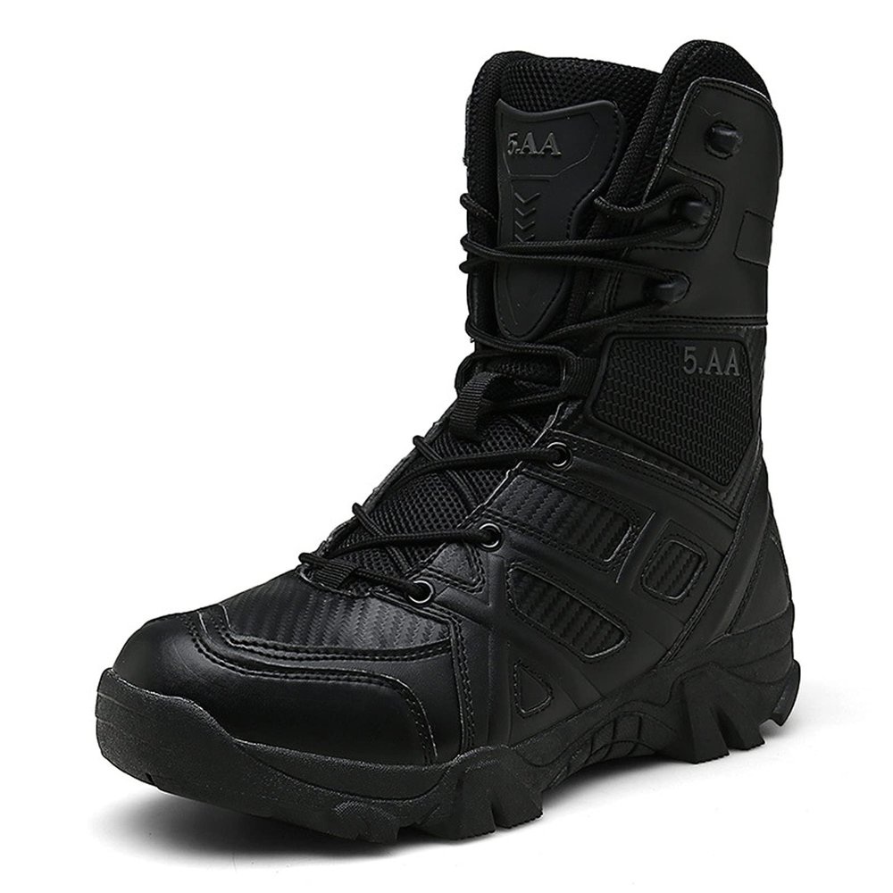 hongrenamz Women's Men's Lightweight Walking Boots High Rise Hiking Trekking Shoes Lace up Outdoor Boots Black-EU44/US10