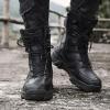 hongrenamz Women's Men's Lightweight Walking Boots High Rise Hiking Trekking Shoes Lace up Outdoor Boots Black-EU44/US10 view 2