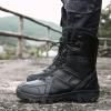 hongrenamz Women's Men's Lightweight Walking Boots High Rise Hiking Trekking Shoes Lace up Outdoor Boots Black-EU44/US10 view 3