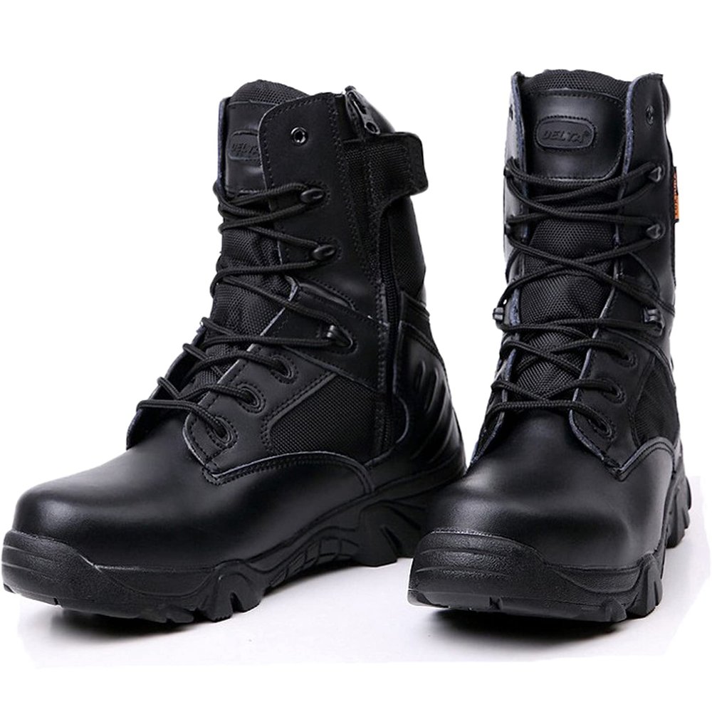 hongrenamz Men's Hiking Boots Lightweight Waterproof High Top Casual Camping Outdoor Walking Lace Up Anti-Slip Trail Running Boots Trekking Shoes Black-EU45/US1