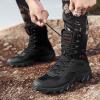 hongrenamz Men's Hiking Boots Waterproof High Top Outdoor Walking Lace Up Anti-Slip Breathable Ankle Boots Casual Camping Trekking Shoes Black-EU44/US10 view 2