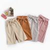 EISHOW Baby Pull On Jogger Pants Soft Corduroy Pants Overalls with 2 Pockets Bottom Bow Waist Belt Wide Leg Pant Trousers (Pink,3-4 Years,3 Years,4 Years) view 4