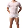Familyhouse Men's Short Sleeve T-Shirt Mesh Base Layer Slim Fit Athletic Undershirt Gym Training Shirts Muscle Vest Top (White,XL) view 2