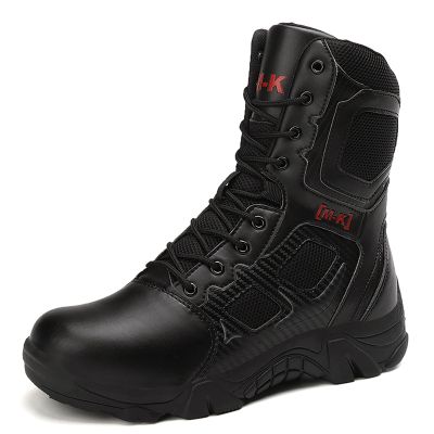 hongrenamz Men's Hiking Boots Lightweight High Rise Outdoor Trekking Walking Lace Up Ankle Boots Camping Shoes Black-EU42/US8.5
