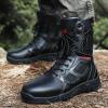 hongrenamz Men's Hiking Boots Lightweight High Rise Outdoor Trekking Walking Lace Up Ankle Boots Camping Shoes Black-EU42/US8.5 view 2