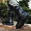hongrenamz Men's Hiking Boots Lightweight High Rise Outdoor Trekking Walking Lace Up Ankle Boots Camping Shoes Black-EU42/US8.5 view 4