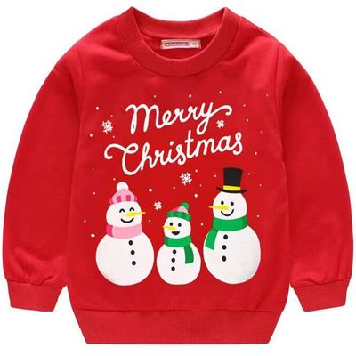 Popshion Toddler Boys Christmas Sweatshirts Long Sleeve Pullover Shirts Deer Sweater Cartoon Tee Sport Tops (2T, Snowman)
