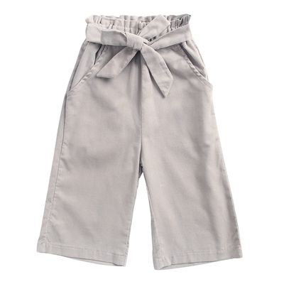 EISHOW Baby Pull On Jogger Pants Soft Corduroy Pants Overalls with 2 Pockets Bottom Bow Waist Belt Wide Leg Pant Trousers (Gray,3-4 Years,3 Years,4 Years)