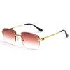 kachawoo Gradient Lens Metal Sunglasses Rimless Square Blue UV400 Brown Women Frameless (gold with brown) view 1