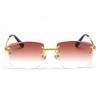 kachawoo Gradient Lens Metal Sunglasses Rimless Square Blue UV400 Brown Women Frameless (gold with brown) view 2