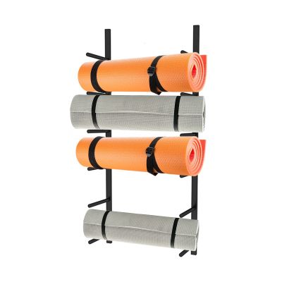 ZXXL Wall Mount Yoga Mat Rack Organizer Storage Shelf, Black Metal Yoga Mats Display Holder for Foam Roller/Resistance Band/Exercise Mat (Size : 6 Tier)