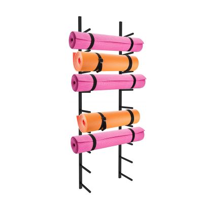 ZXXL Wall Mount Yoga Mat Rack Organizer Storage Shelf, Black Metal Yoga Mats Display Holder for Foam Roller/Resistance Band/Exercise Mat (Size : 9 Tier)