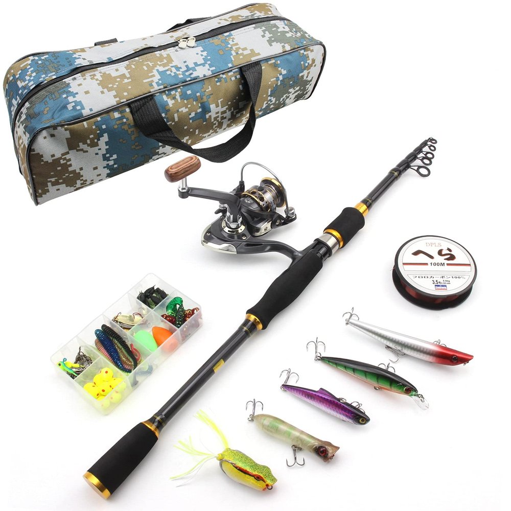 High Carbon Lure Fishing Rod Reel Set, Bait Trout Rod Reel Lure A Full Set of Fishing Equipment, Fishing Tools with Fishing Gear Bag, Surf Fishing, Sea Bass Rod, Carp Rod 1.8m-2.7m ZYHYD