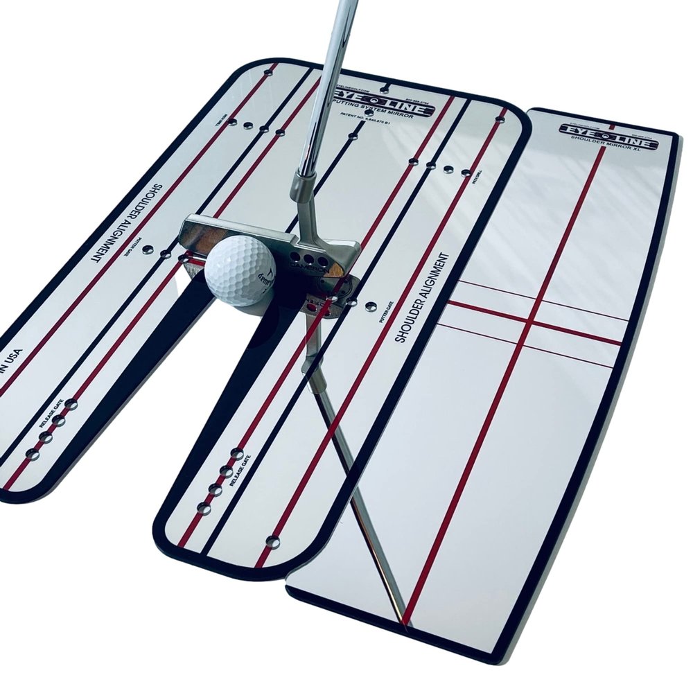 EyeLine Golf Bundle: Large Putting Alignment Shoulder Mirror and Patented Classic Putting Mirror Portable Training Aids As seen on PGA Tour Made in USA Outdoors/Indoors Putting mat