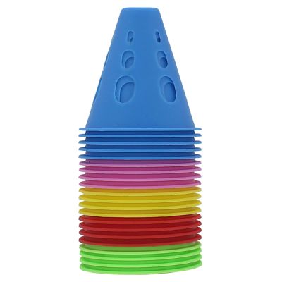 Agility Training Cone Colored Plastic Sports Cones, Roller Skating Windproof Football Cone, 7.5cm/3in Agility Cone, 20 Pieces (Color : Mixed, Size : 20pcs)