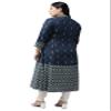 Yash Gallery Women's Plus Size Indian Cotton Ikat Print A-line kurta for Women (Blue) view 4