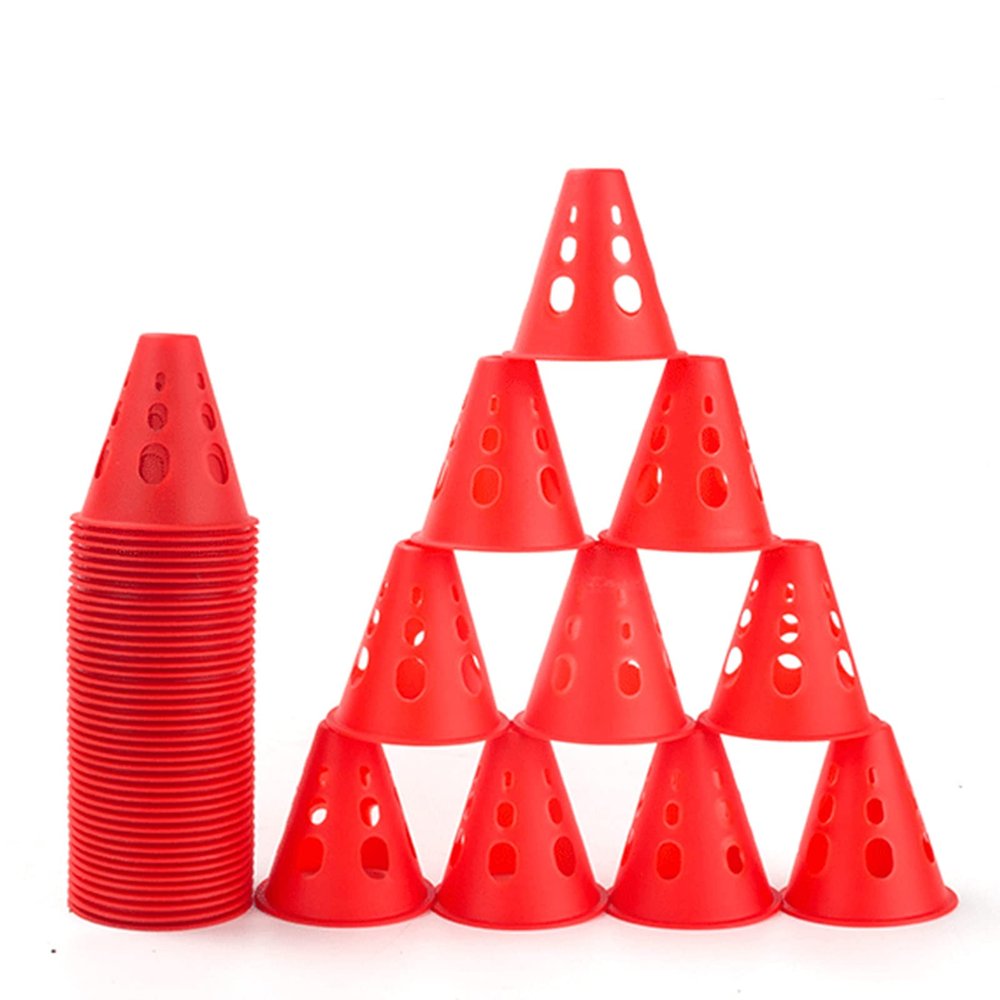 Agility Training Cone Soft Plastic Training Cone, Children's Football Roller Skating Agility Training Cone, Multifunctional Auxiliary Marking Cone (Color : Red, Size : 10pcs)