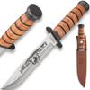 United Cutlery USMC Tribute Combat Knife with Leather Sheath | Officially Licensed | Stainless Steel Blade | Stacked Leather Handle | Perfect for Historical Knife Collectors | Overall 12 1/4 view 1