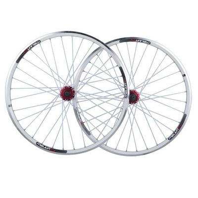 Bikes 26 Inch Bicycle Wheelset Double Wall Alloy Rim Disc/Rim Brake Quick Release Bike Wheel 7/8/9/10 Speed Cassette (Size : White_26")